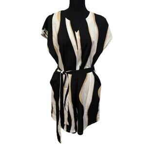 Ripple Print Casual Short Colorblock Romper - LARGE